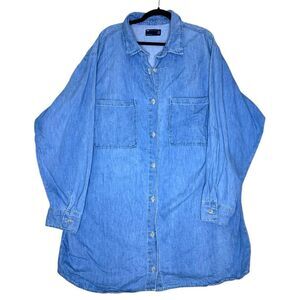 ASOS Design Curve Chambray Denim Button Front Shirt Dress Size US 18